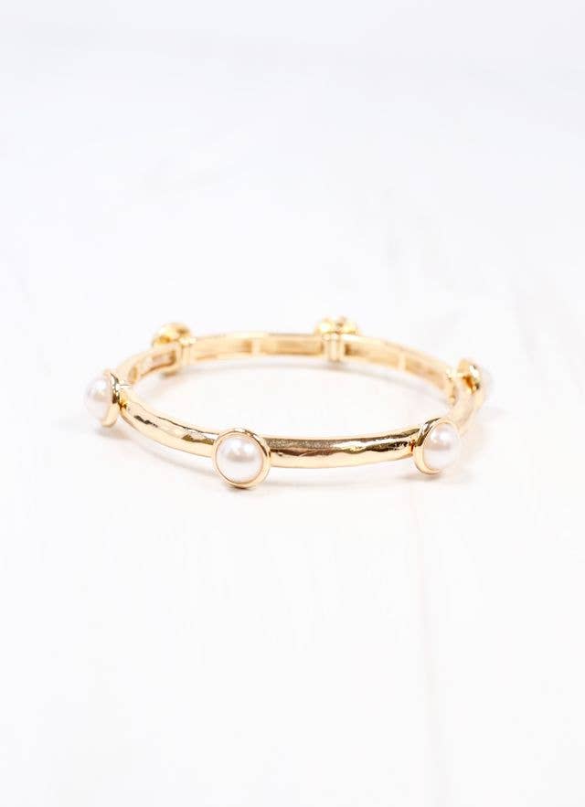 Mona Pearl Stretch Bracelet GOLD: Default