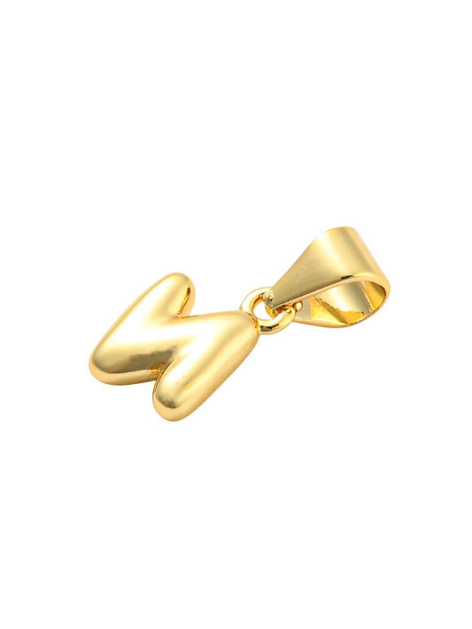 * Gold Mini 18K Bubble Letter "N" Charm