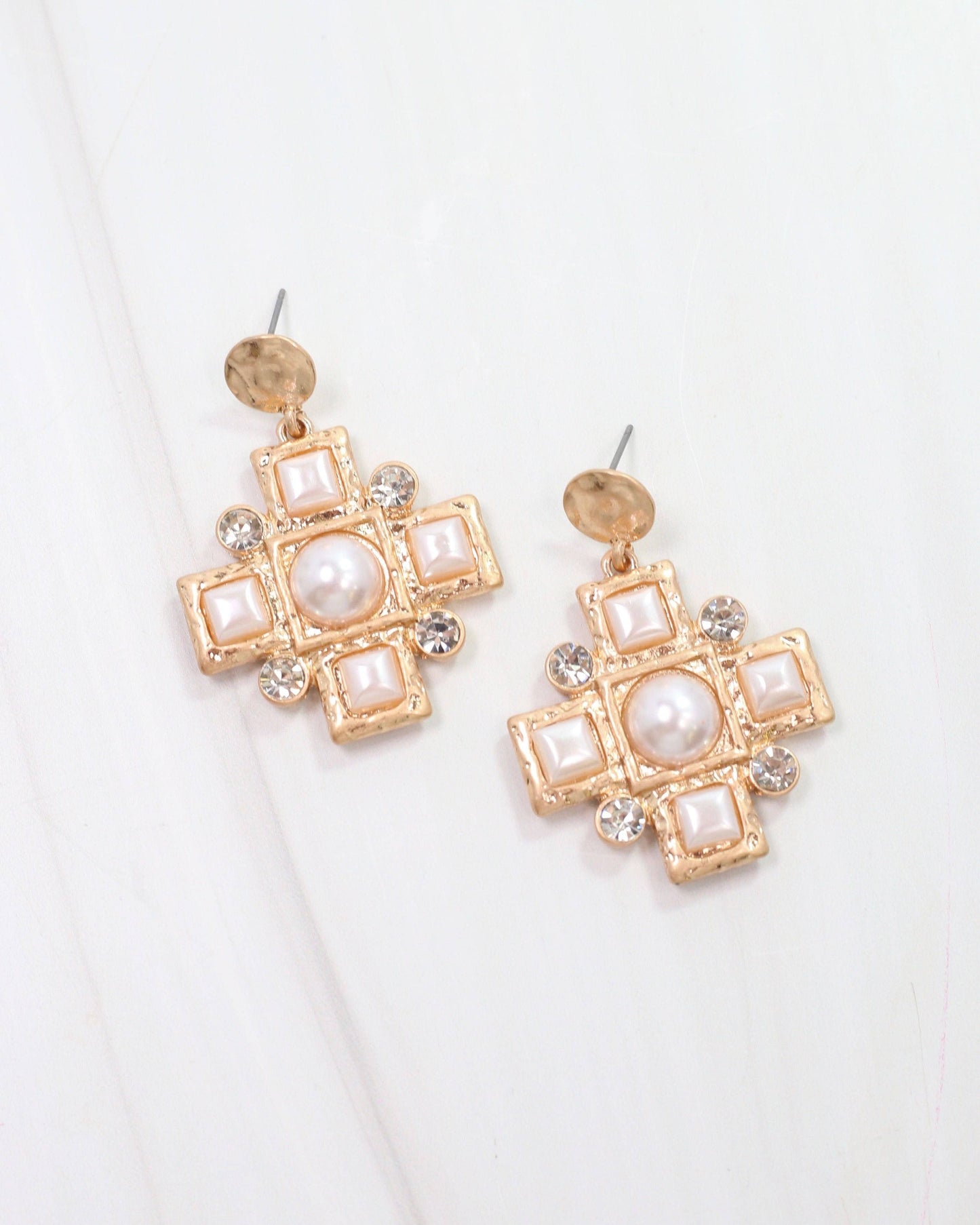 Anna K Pearl and Crystal Earring Worn Gold: Default