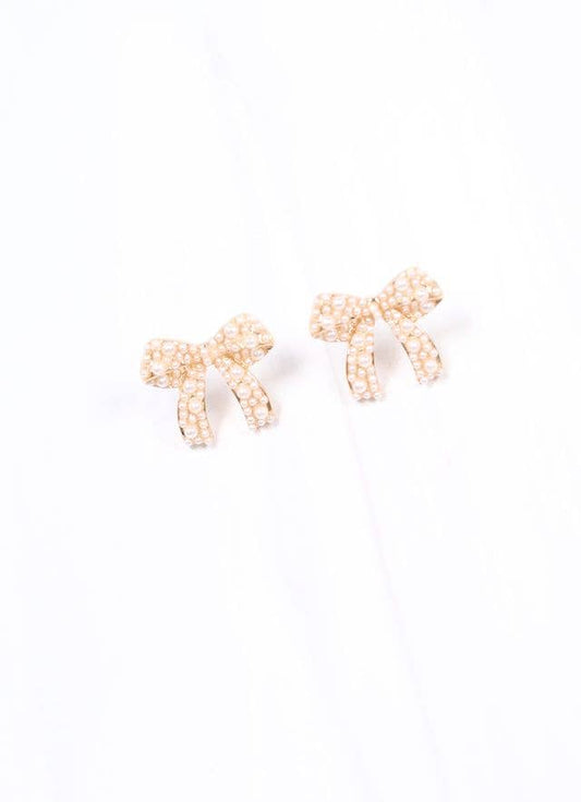 Paige Pearl Bow Earring GOLD: Default