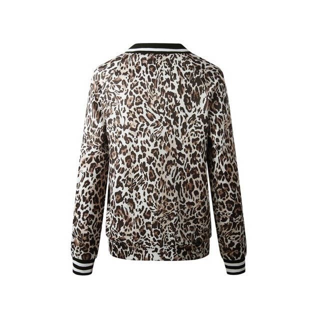 Kaigen Printed Zip Up Long Sleeves Bomber Jacket: TAN BLACK