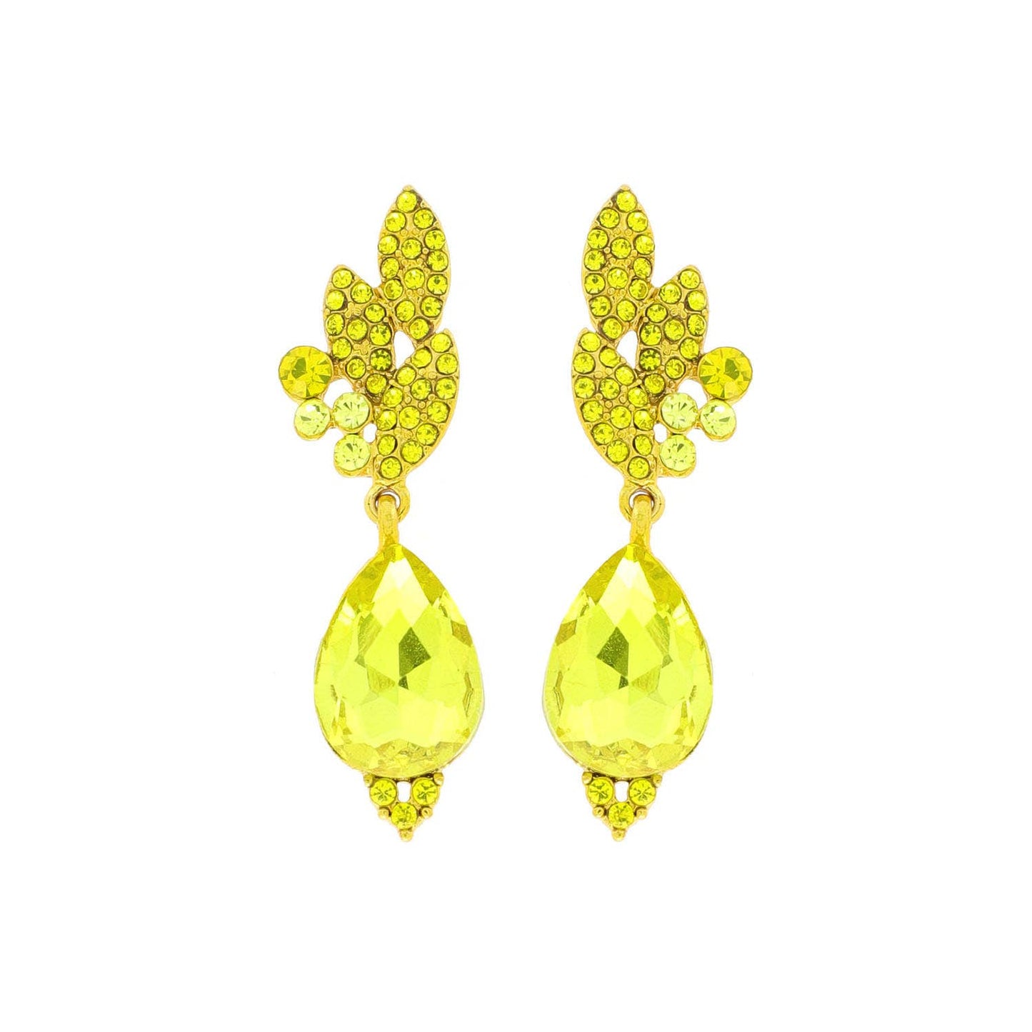 Rhinestone Cluster Teardrop Gem Evening Earrings: Gold Crystal eq312gcl