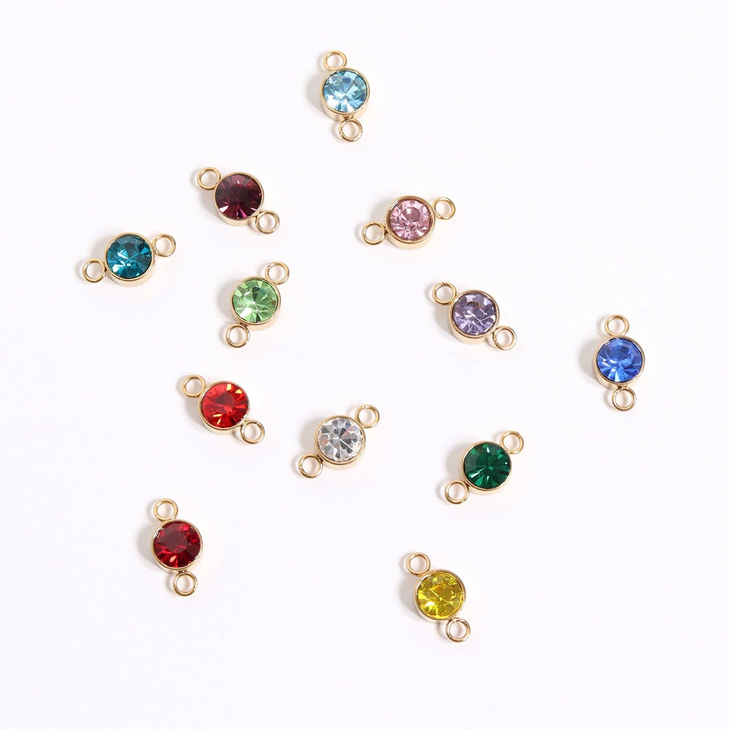 18K Gold PVD Stainless Steel Birthstone Connector Charm: September / Sapphire