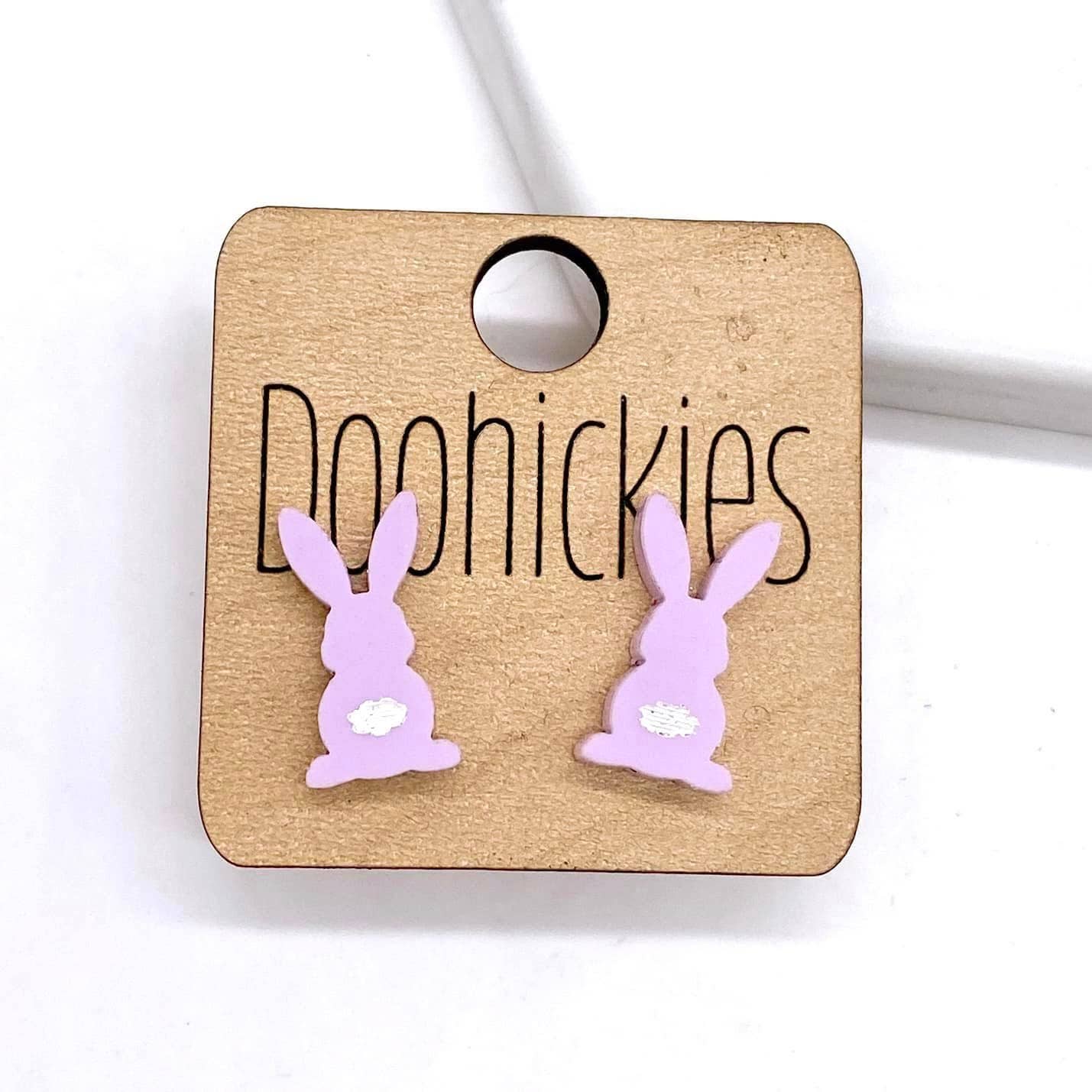 16mm Pastel Bunnies with White Tails Acrylic Studs - Easter Earrings: Mint