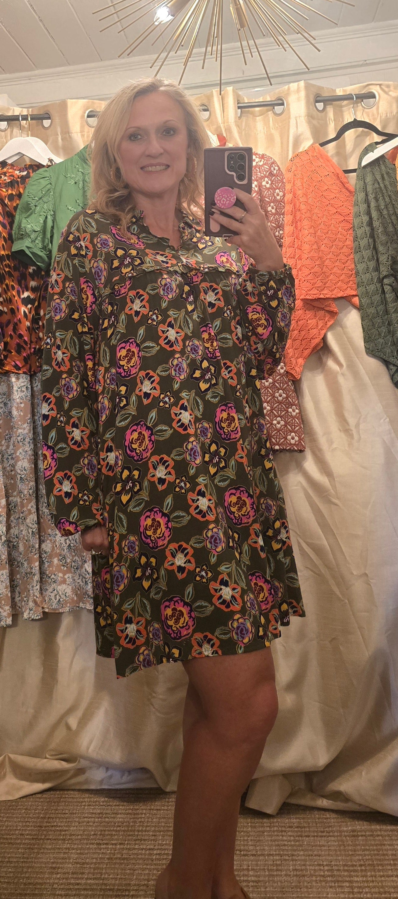 Hallie green floral dress