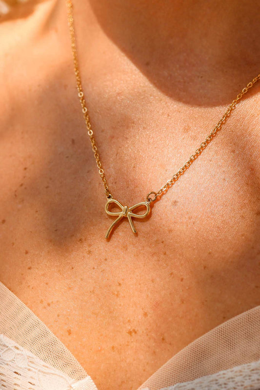 18K Gold PVD Stainless Steel Bow Connector Charm: Gold