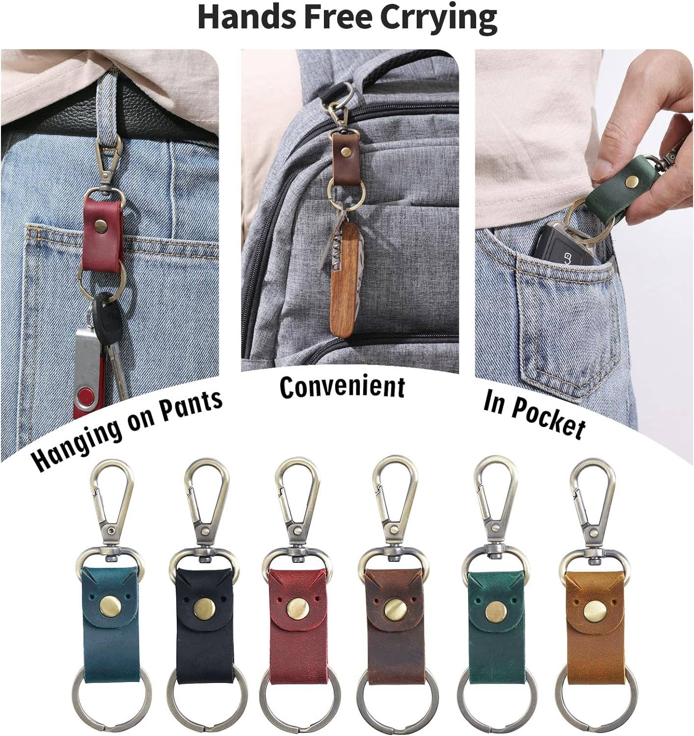 Genuine Leather Keychain, Small Keychain for Man and Women: Dark Brown