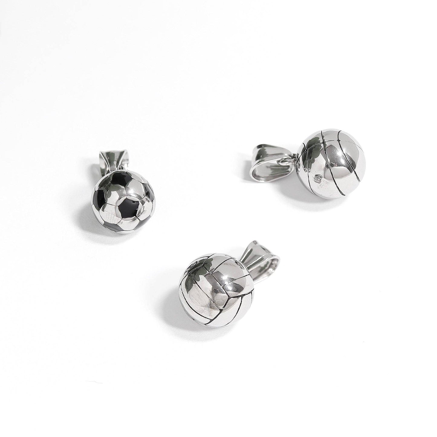 18K Gold PVD Stainless Steel 3D Volleyball Charm: Gold