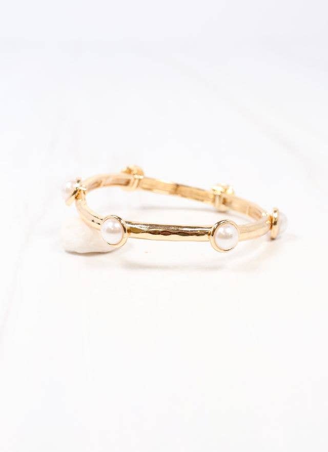 Mona Pearl Stretch Bracelet GOLD: Default
