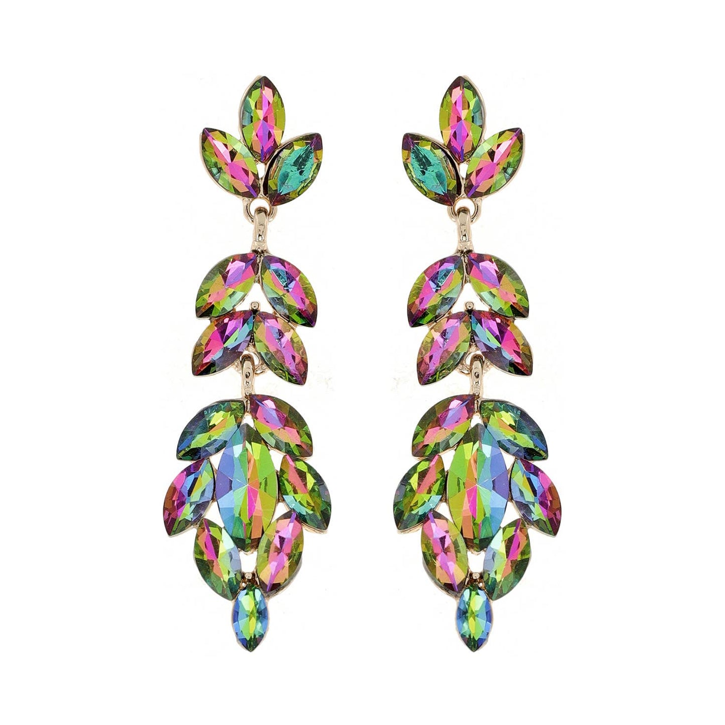 Gemstone Cluster Drop Earrings: Green eq317ggr