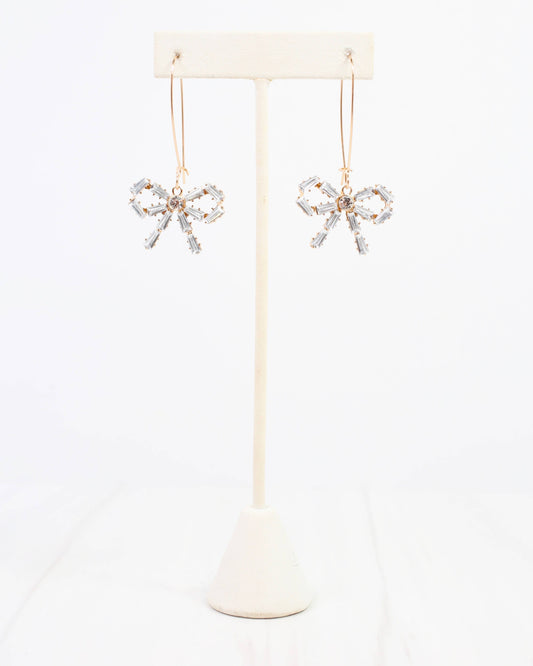 Fresno Crystal Bow Earring Gold: Default