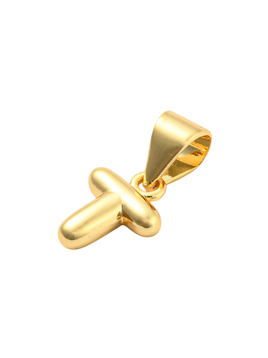 * Gold Mini 18K Bubble Letter "T" Charm