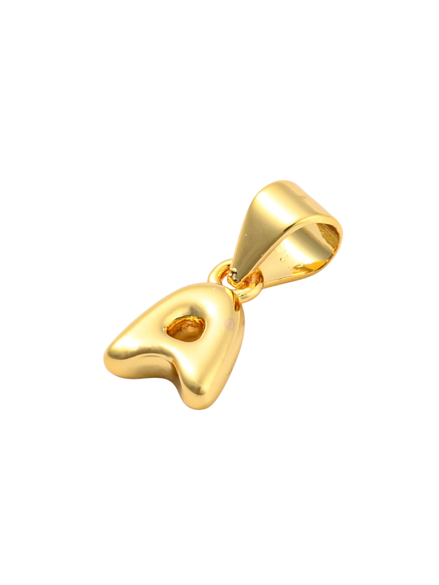 * Gold Mini 18K Bubble Letter "A" Charm