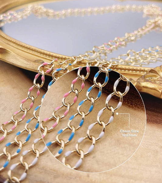 Enamel Rolo Cable Paperclip Chain White