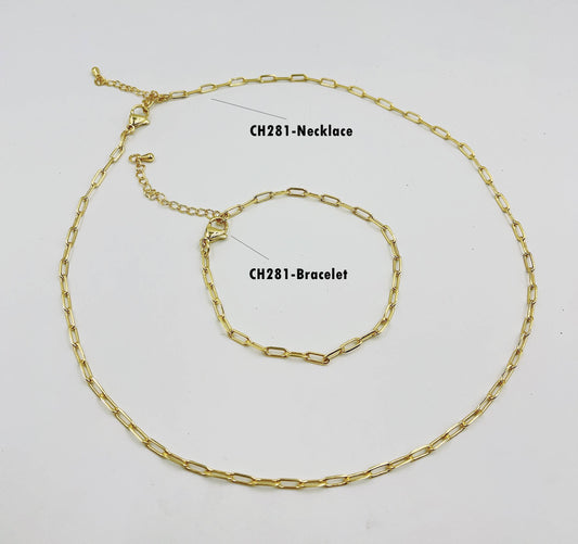 Gold Filled Paper Clip Chain Link Bracelet and Necklace: 1pc / Necklace