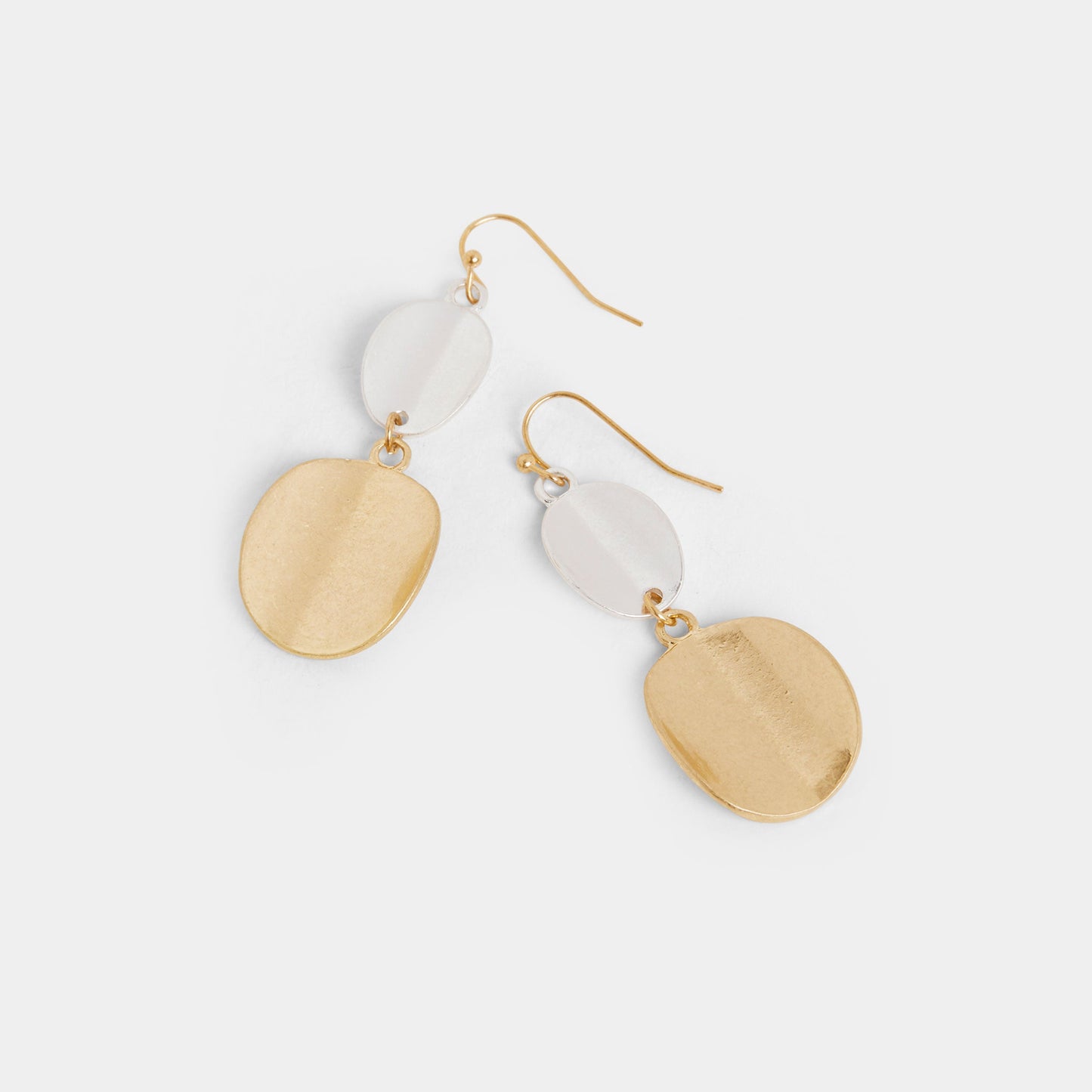 Mixed Metal Folded Coin Earrings
