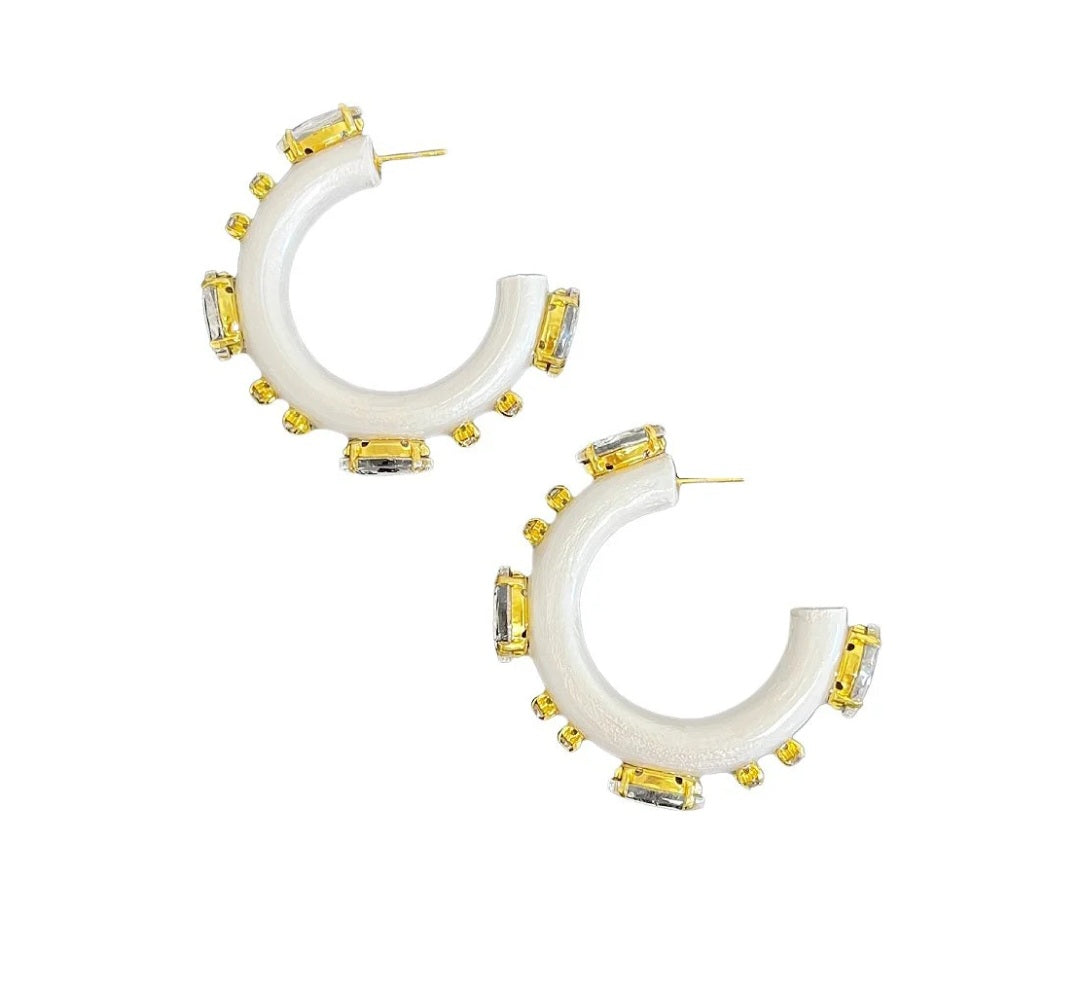 Emily Gray hoops in pearl white