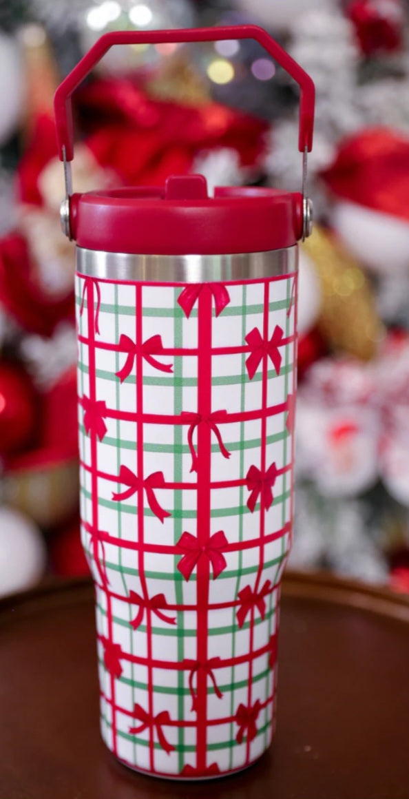 Merry little bow tumbler