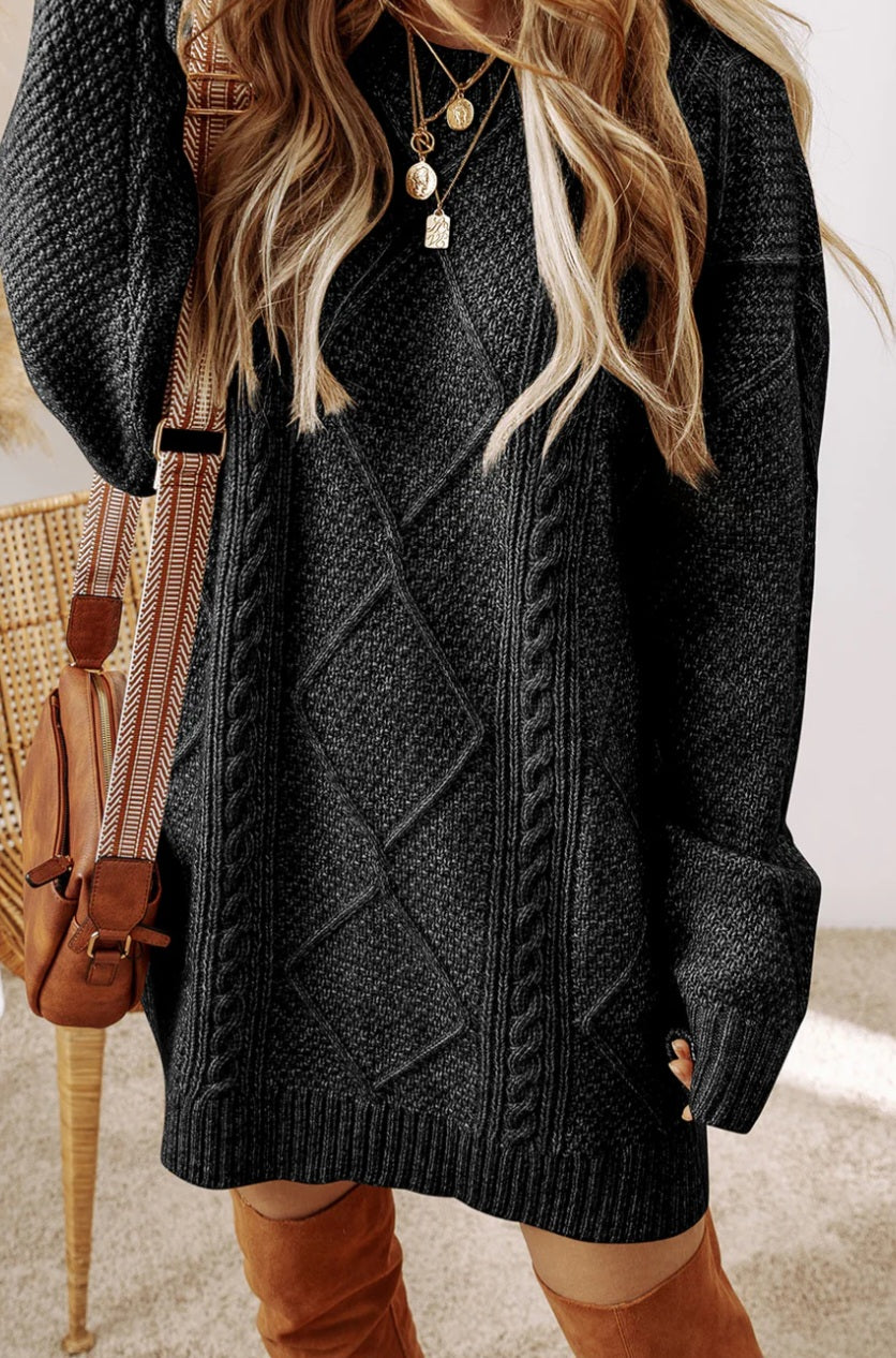 Cable knit sweater dress