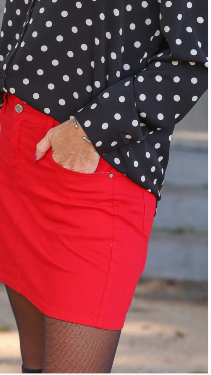 Nina button up top in midnight polka dot