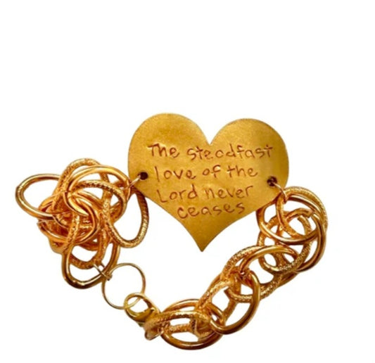 Double gold chain heart bracelet