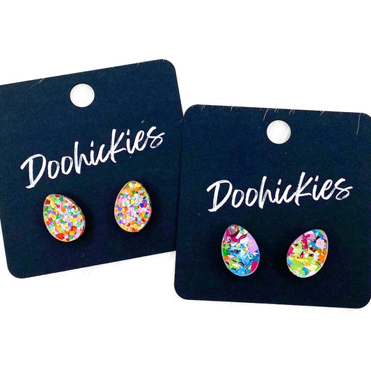 13mm Easter Eggs -Easter Earrings: Daisy Candy Confetti