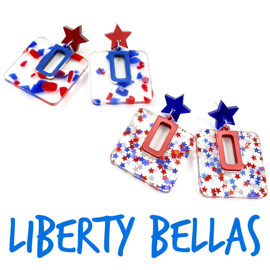 Liberty Bellas, Patriotic Acrylic Earrings