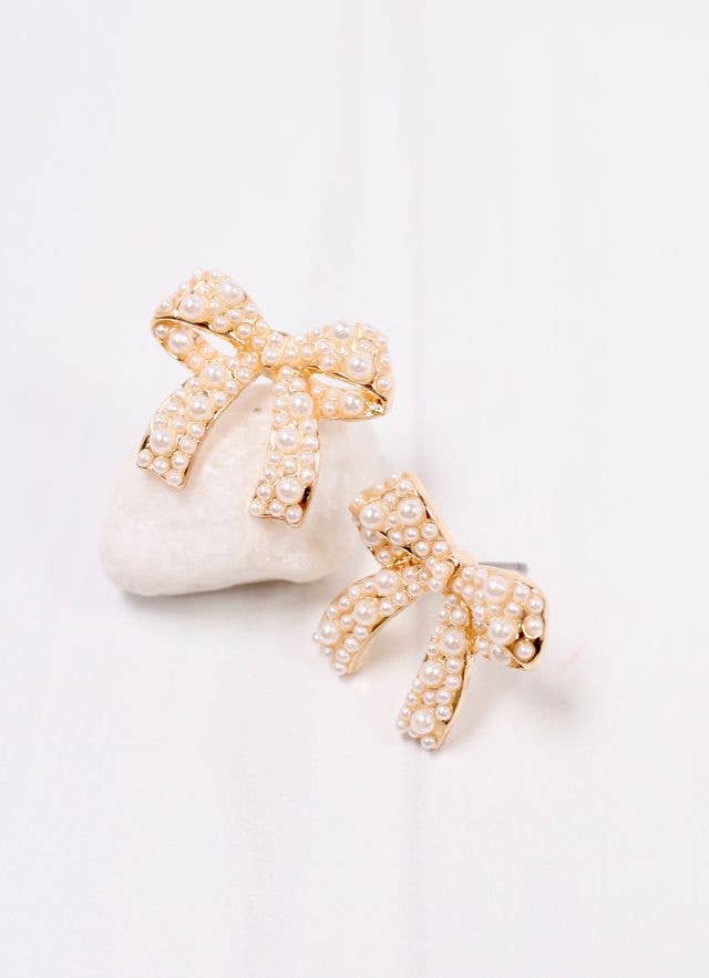 Paige Pearl Bow Earring GOLD: Default