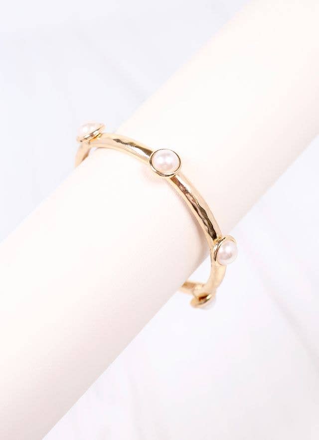 Mona Pearl Stretch Bracelet GOLD: Default