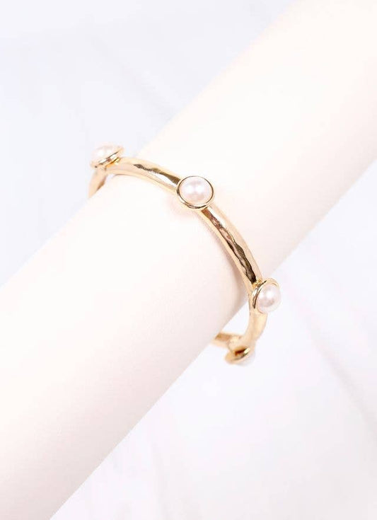 Mona Pearl Stretch Bracelet GOLD: Default