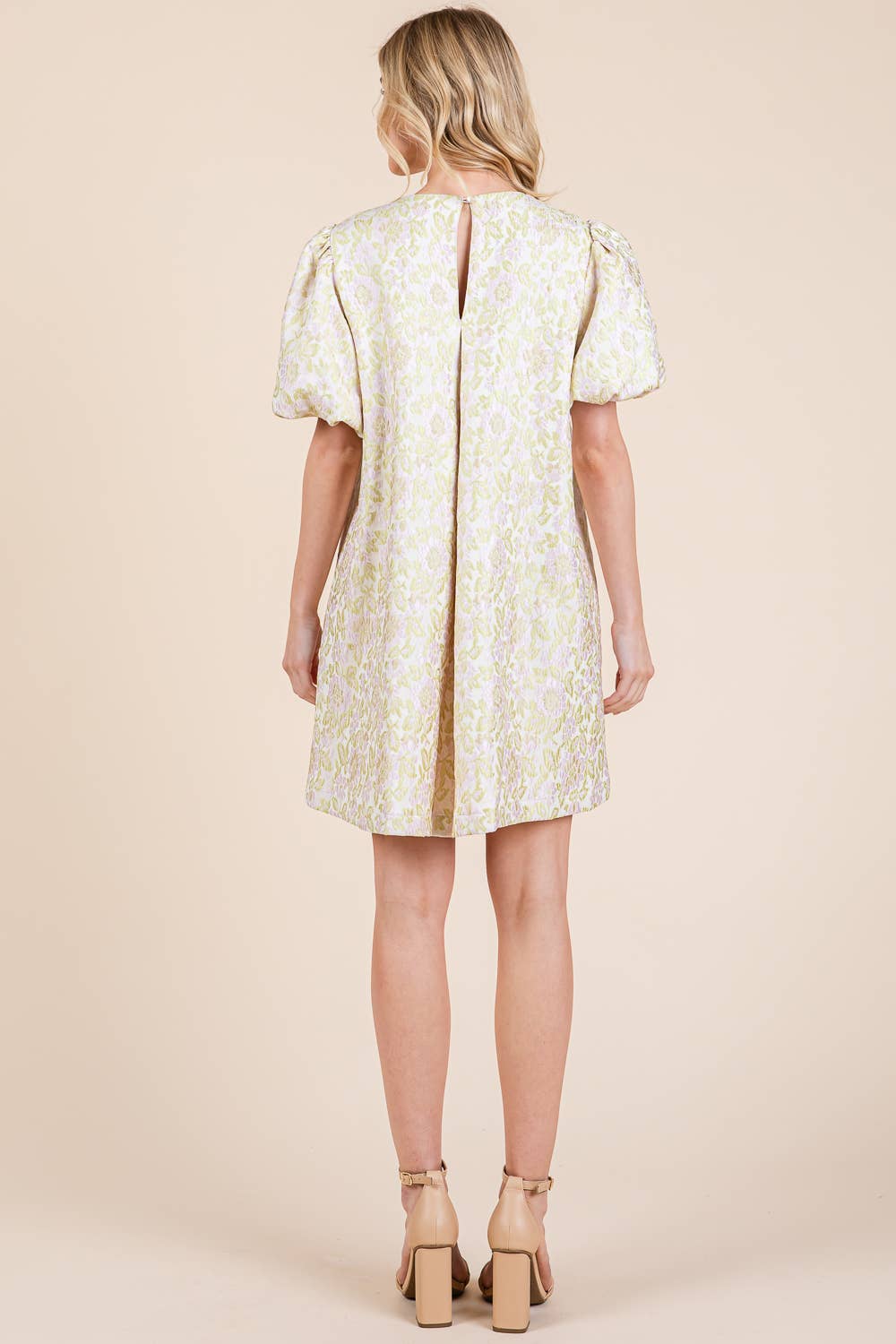 Classy girl Floral Textured Casual Mini Dress Lime Green