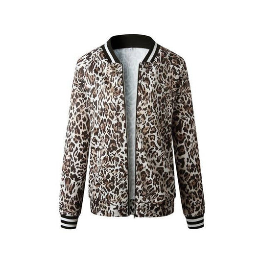 Kaigen Printed Zip Up Long Sleeves Bomber Jacket: TAN BLACK