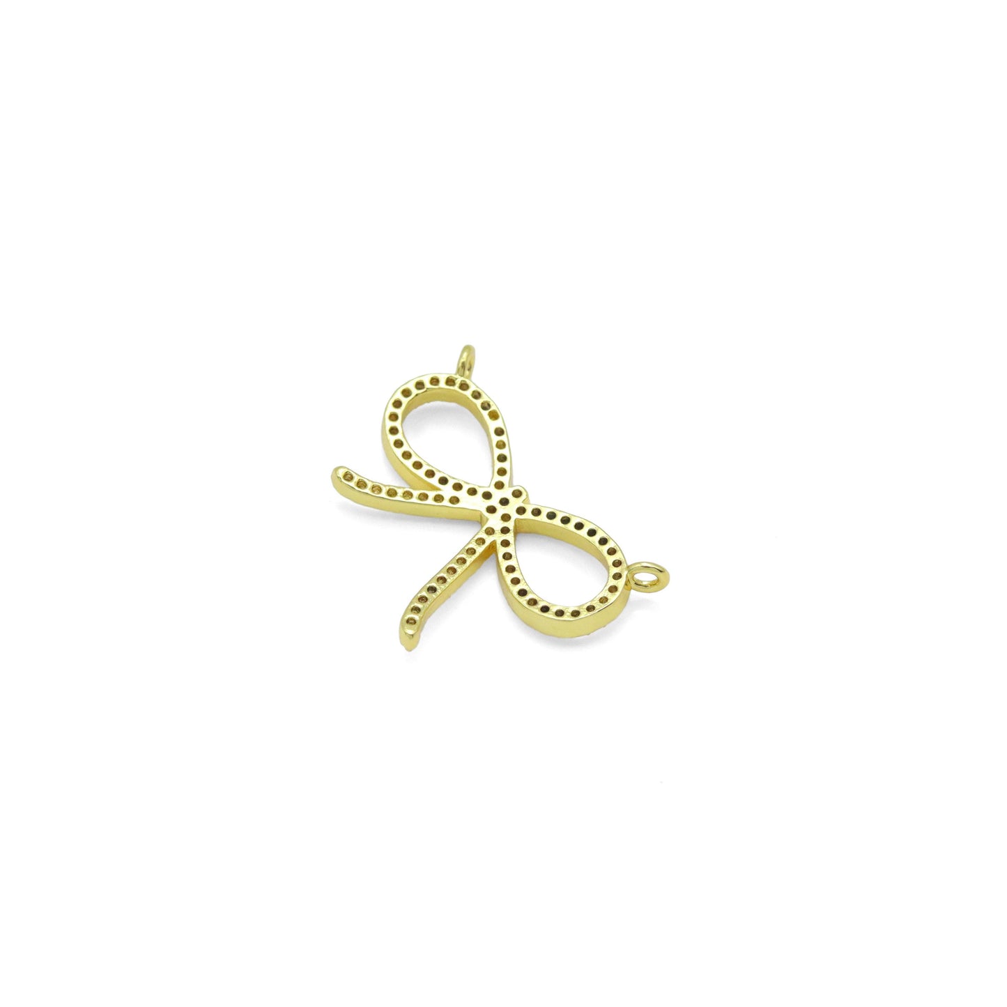 Clear CZ Gold Bow knot Charm Pendant, Sku#LK1020
