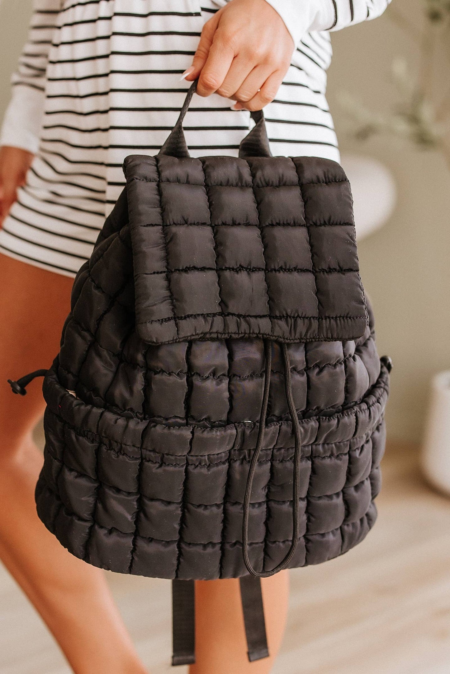 Miles Quilted Puffer Backpack: Pink / ONE SIZE