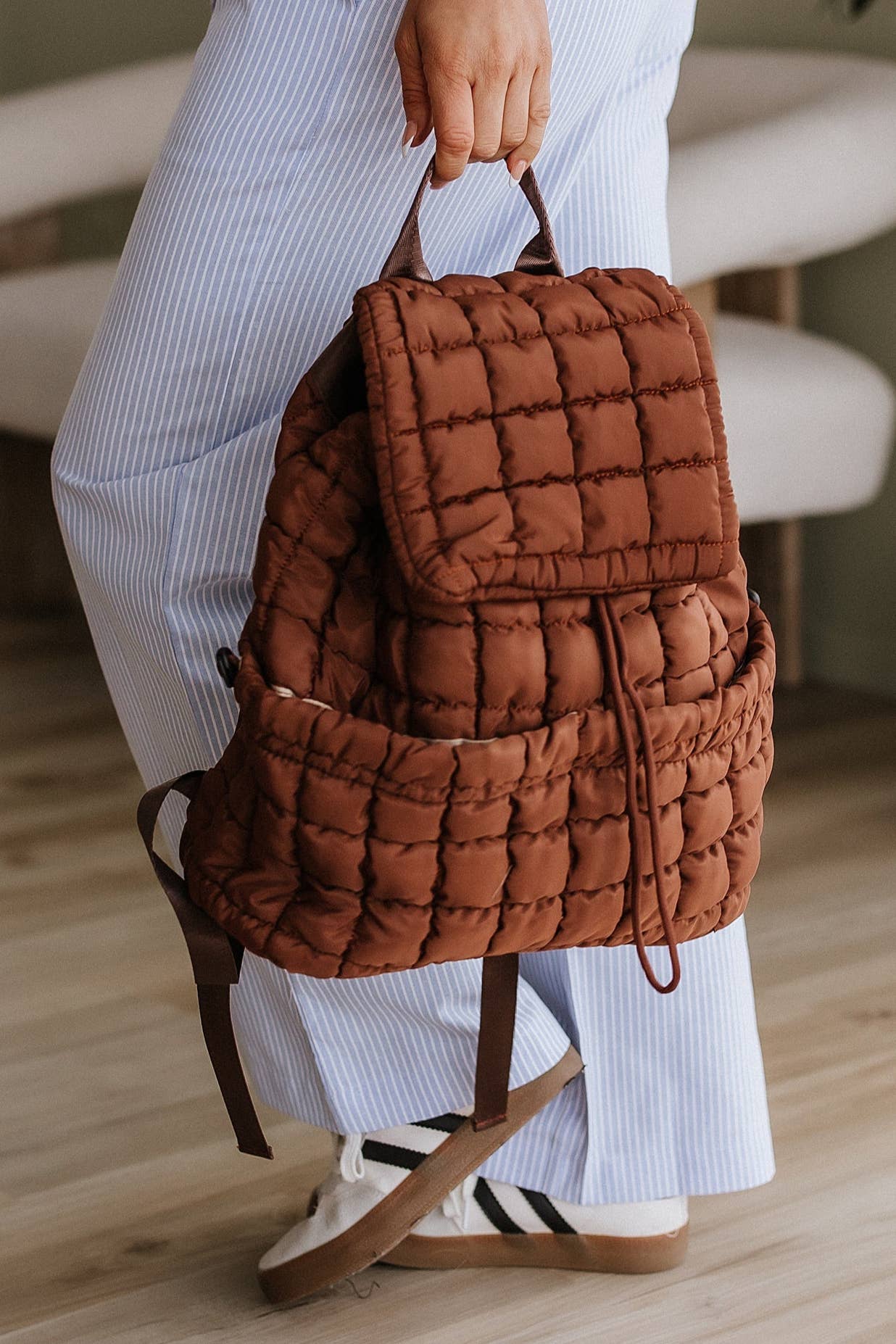 Miles Quilted Puffer Backpack: Pink / ONE SIZE