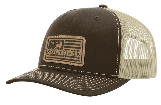 Deer Flag Patch Trucker Hat: Navy/ Charcoal