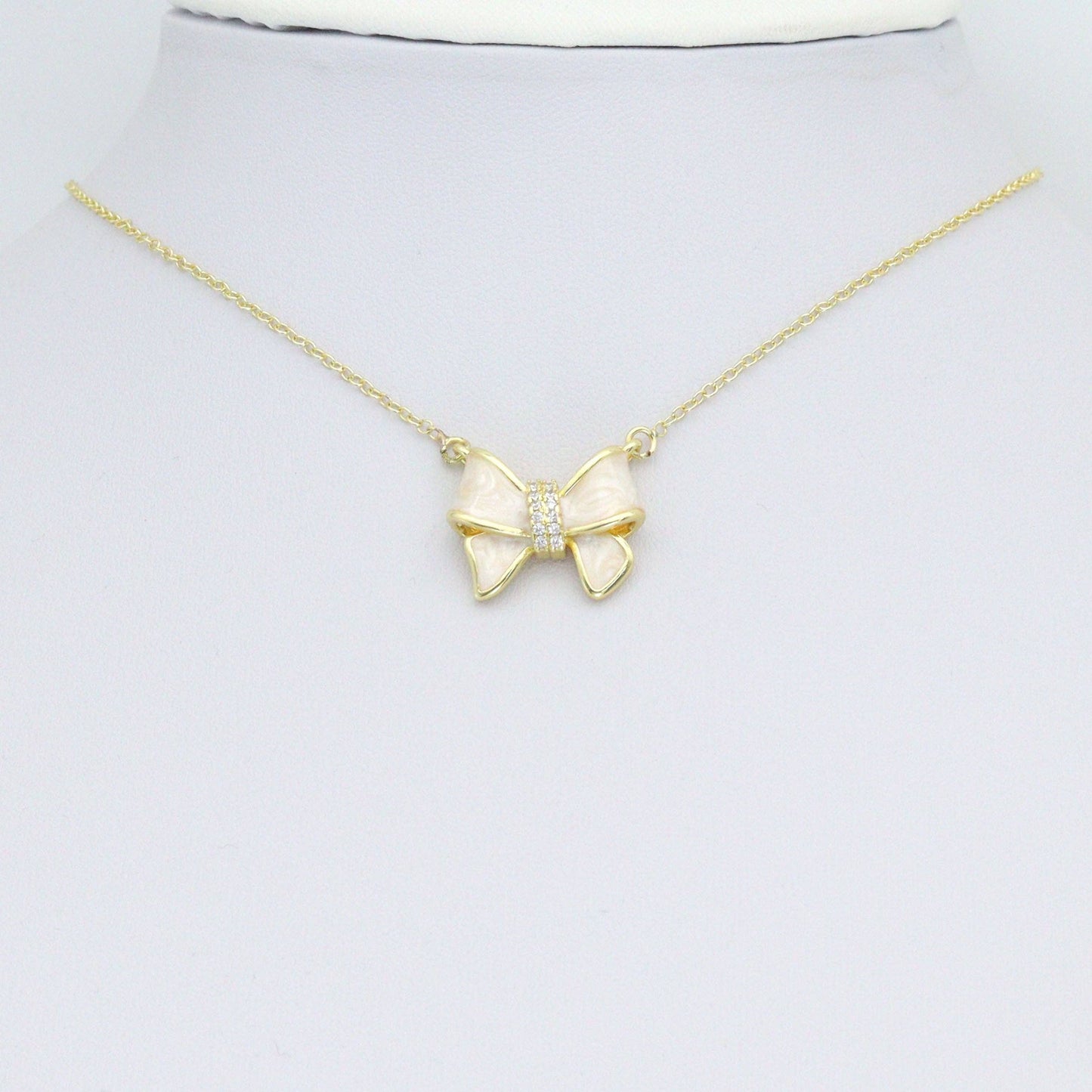 Pink Enamel Bow Charm Pendant connector