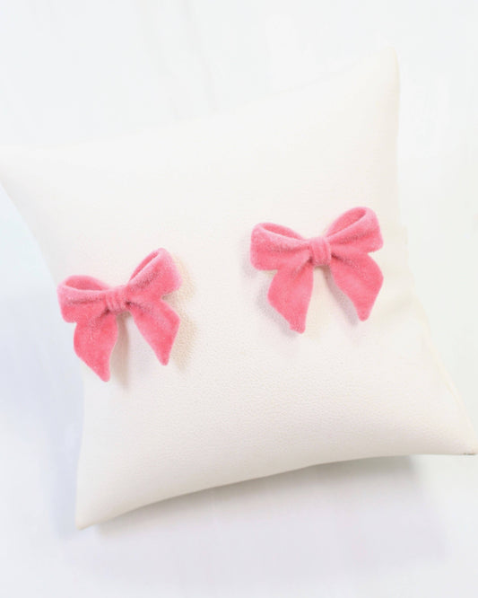 Angelina Velvet Bow Earring Pink: Default