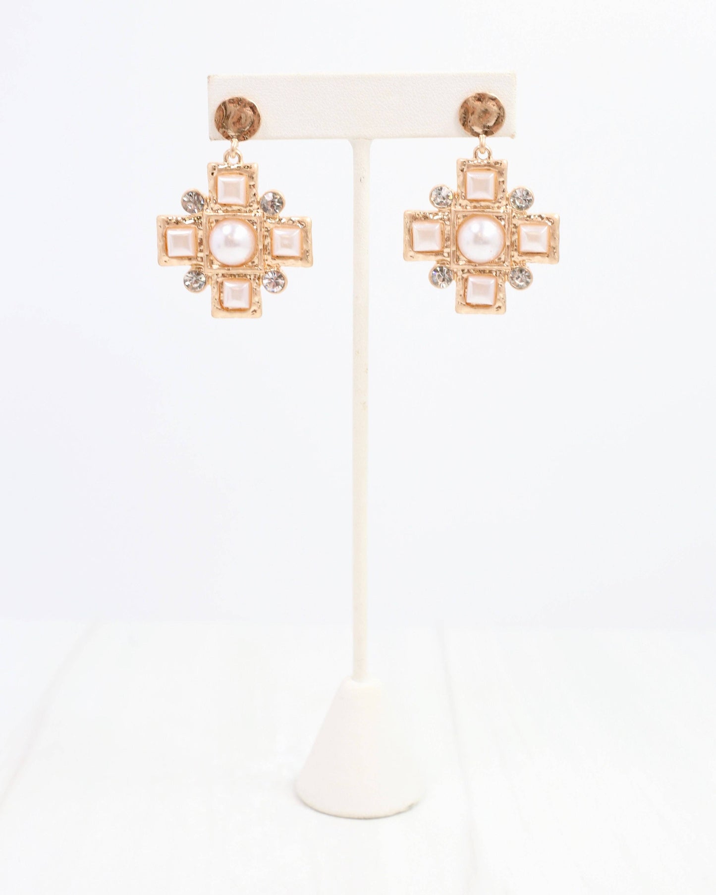 Anna K Pearl and Crystal Earring Worn Gold: Default