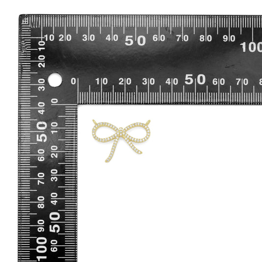 Clear CZ Gold Bow knot Charm Pendant, Sku#LK1020