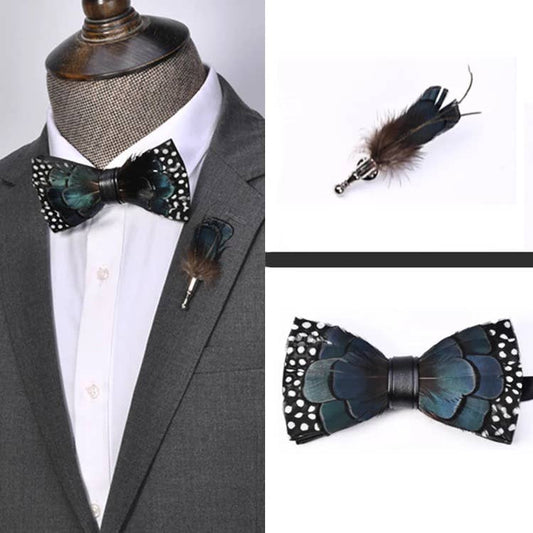 Handmade FeatherBowtie W/free Lapel Pin