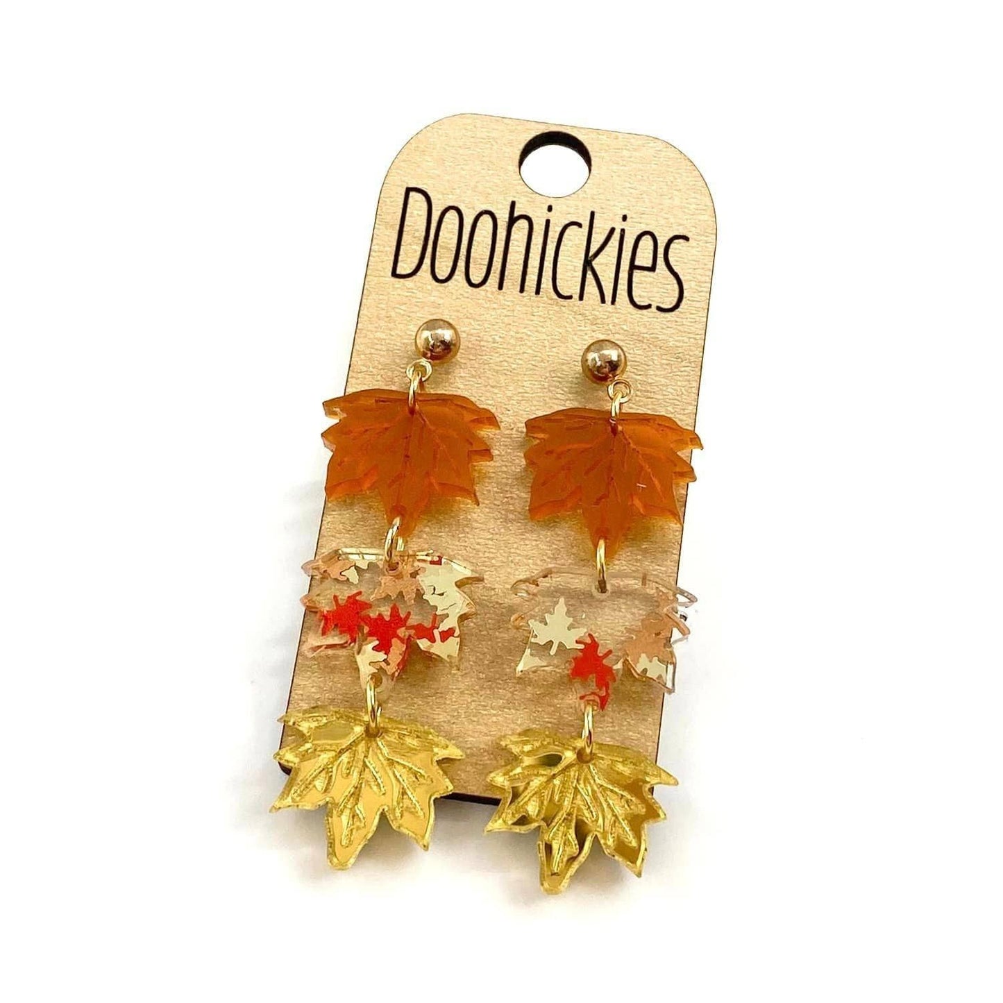 2.5" Fall Leaf Dangles - Fall Acrylic Earrings: Brown