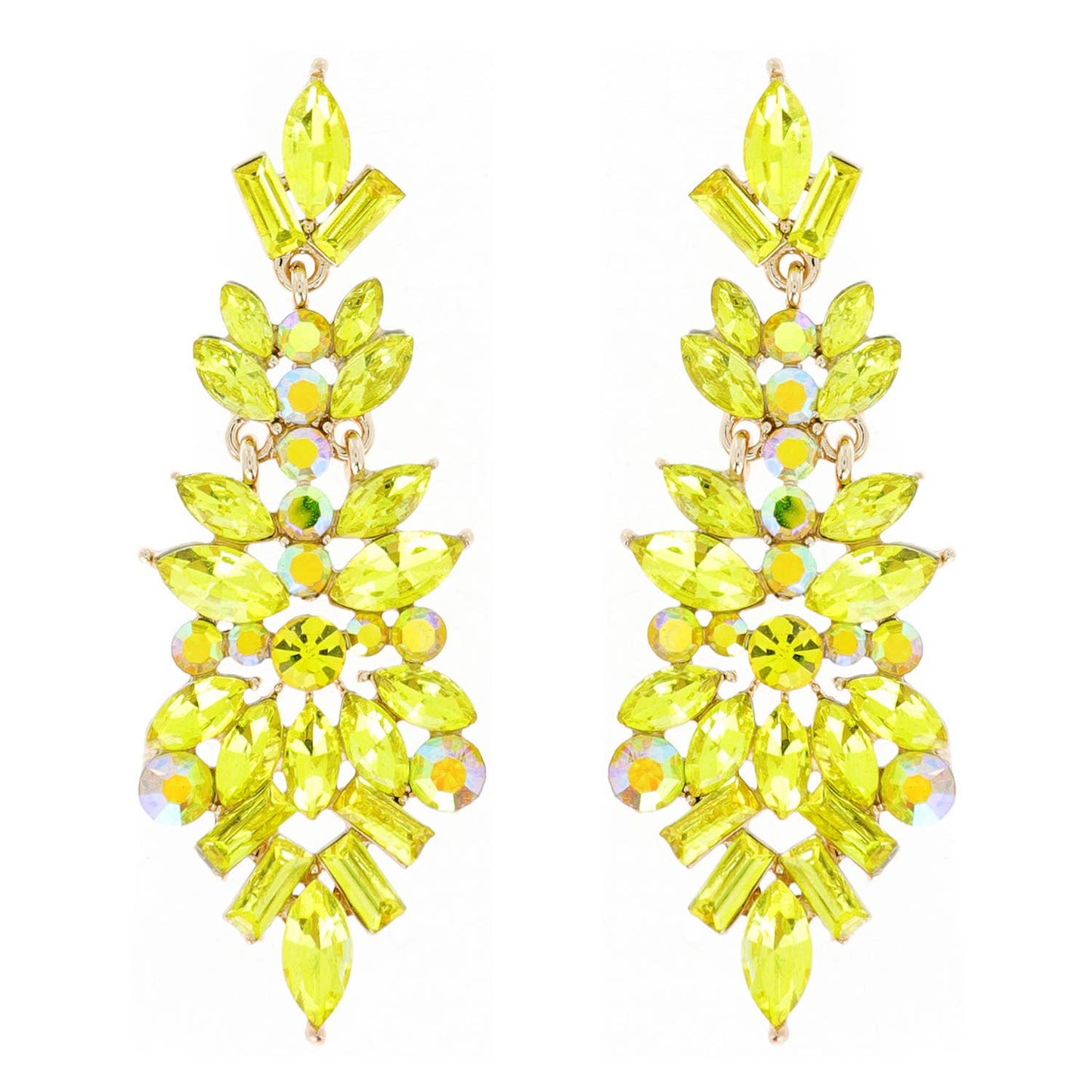 Gemstone Cluster Chandelier Earrings: Green