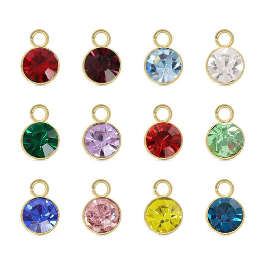 18K Gold PVD Cubic Zirconia Birthstone Charm: September/Sapphire