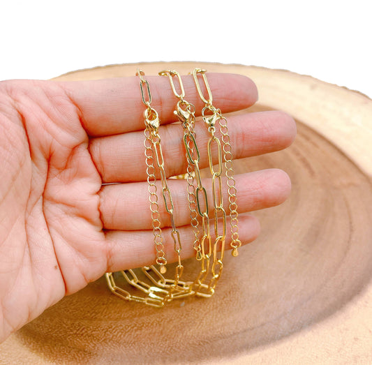 Paper Clip Link Chain, Gold Filled Paperclip Necklace CH255: XS - 6.5x3mm