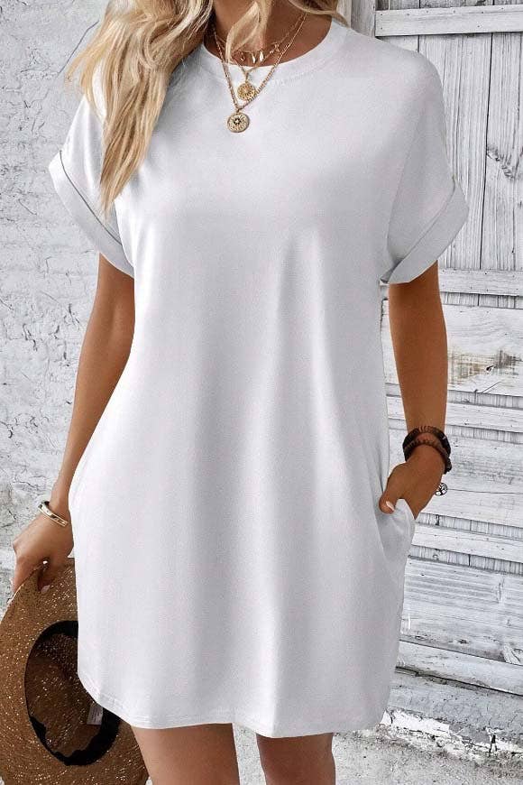 Weekend Casual T-Shirt Mini Dress: PURPLE / XL