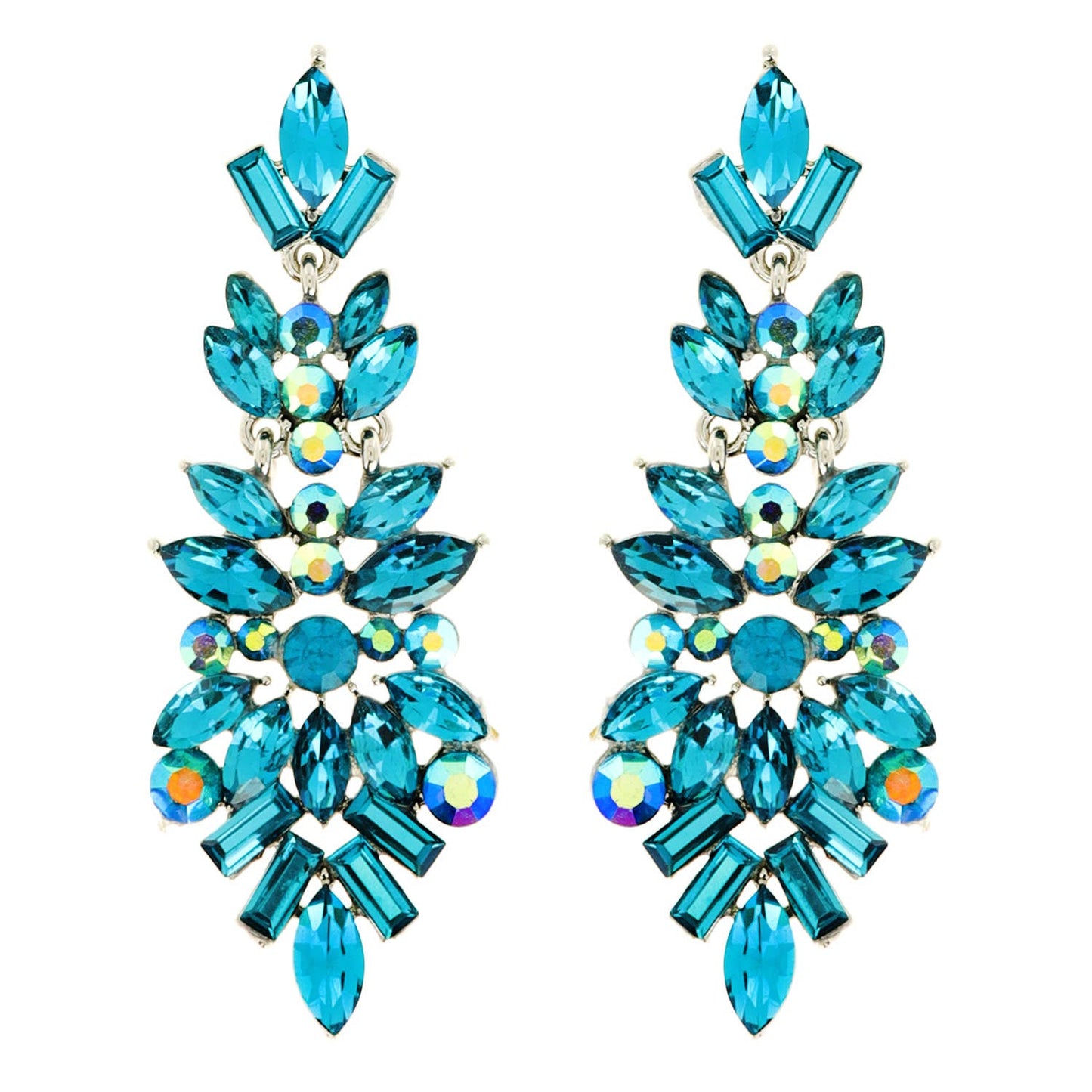 Gemstone Cluster Chandelier Earrings: Green