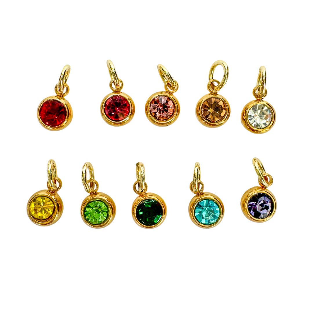 Birthstone Zircon Charm For Charm Necklace & Bracelet: Purple