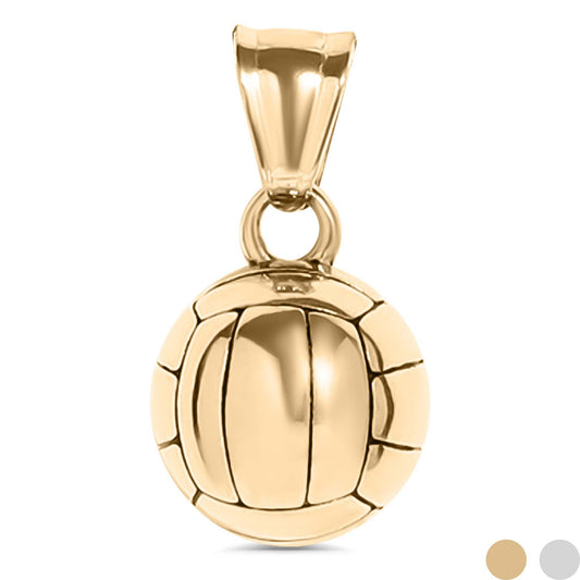 18K Gold PVD Stainless Steel 3D Volleyball Charm: Gold