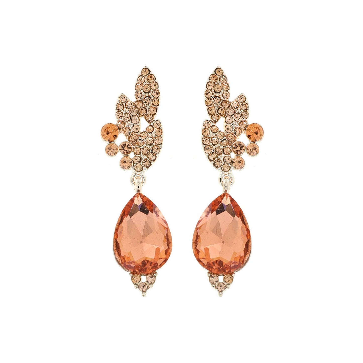 Rhinestone Cluster Teardrop Gem Evening Earrings: Gold Crystal eq312gcl